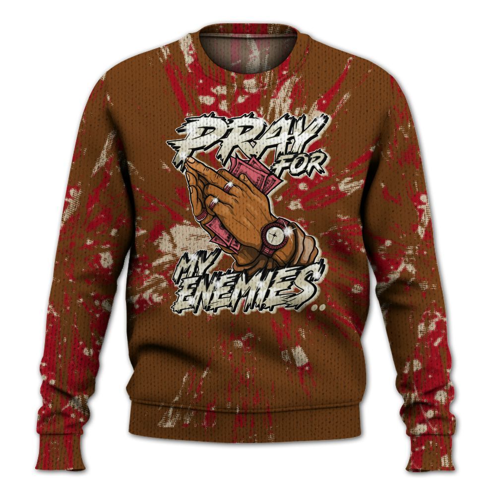 Knitted Sweater To Match Archaeo Brown 5s - Prayed For Enemies Graphic Luxury