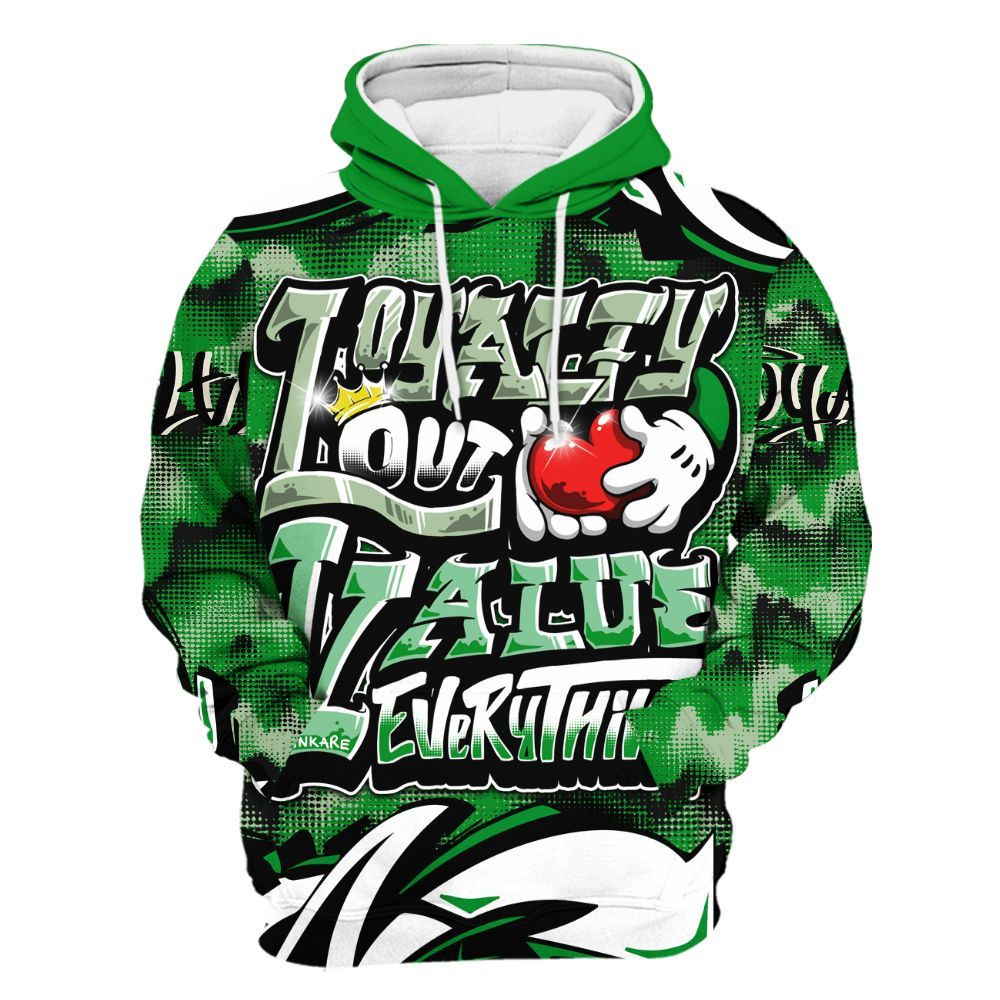 Hoodie To Match Green Spark CJ1 T-Rex - Loyalty Out Value Graffiti All Over Print