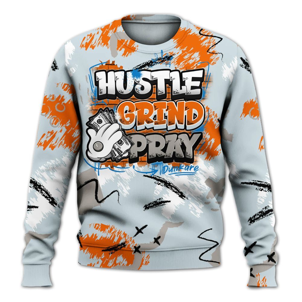 Sweatshirt To Match Retro High OG Alaska 1s - Hustle Grind Pray Graphic Street Style All Over Print