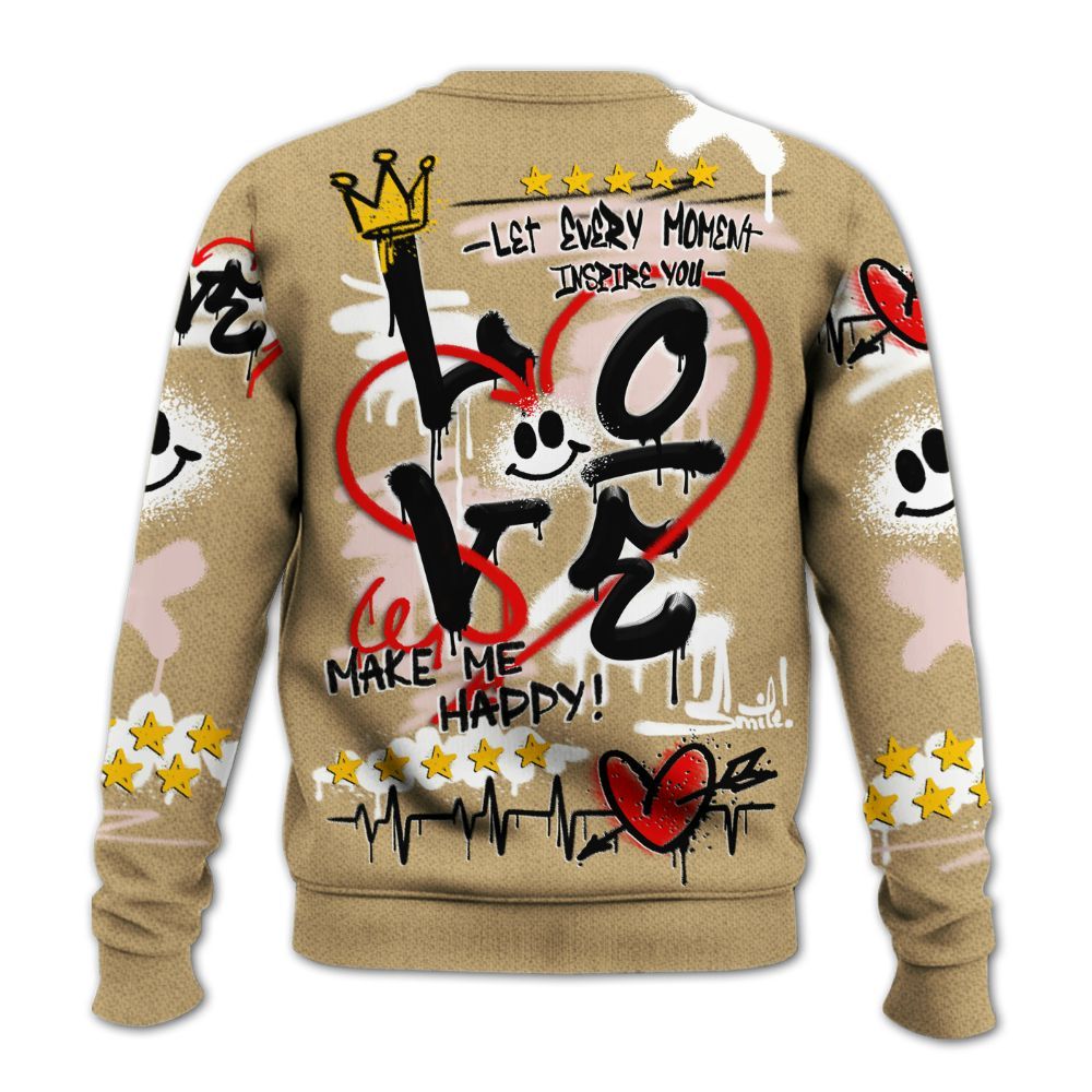 Sweatshirt To Match Low Linen 2025 1s Shirt, Happy Love Beats Graffiti All Over Print