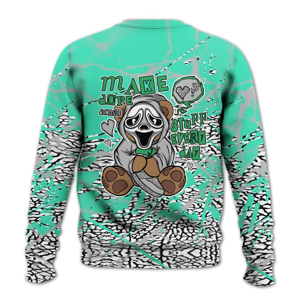 Sweatshirt To Match Black Green Glow 3s - Make Dopes Bear Profound All Over Print