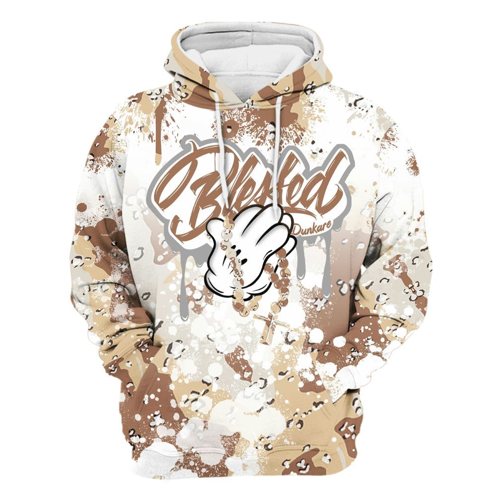 Hoodie To Match Desert Camo 3s - God Blessed Ink Drip All Over Print