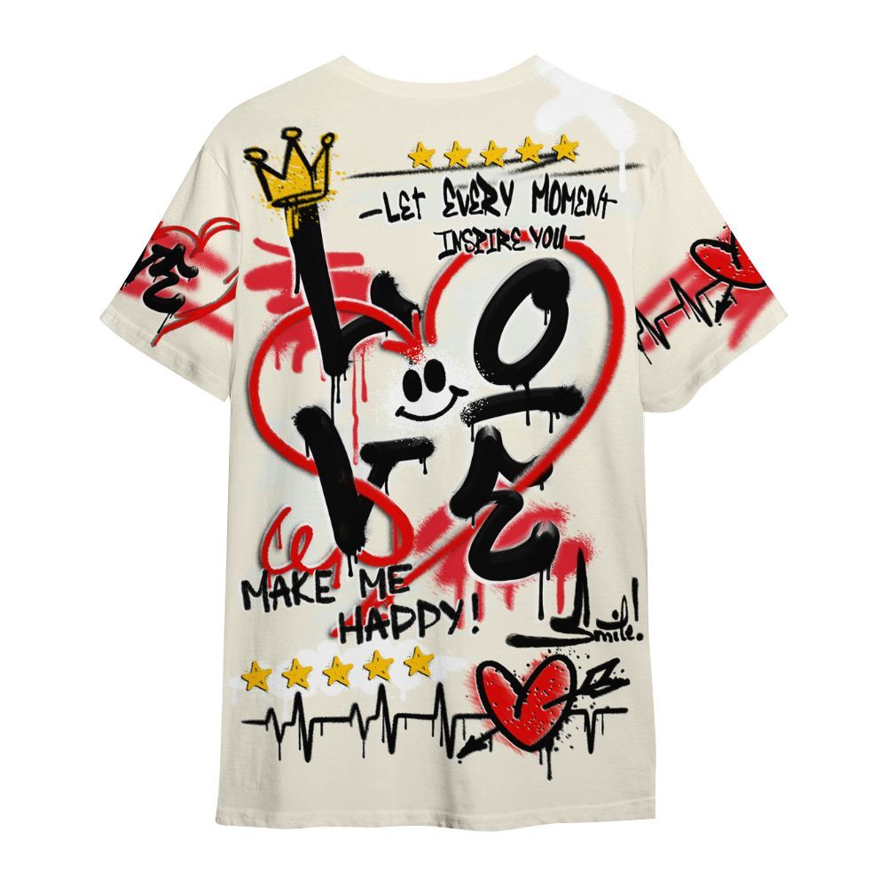 Shirt To Match Low OG Sail 1s - Happy Love Beats Graffiti Streetwear All Over Print
