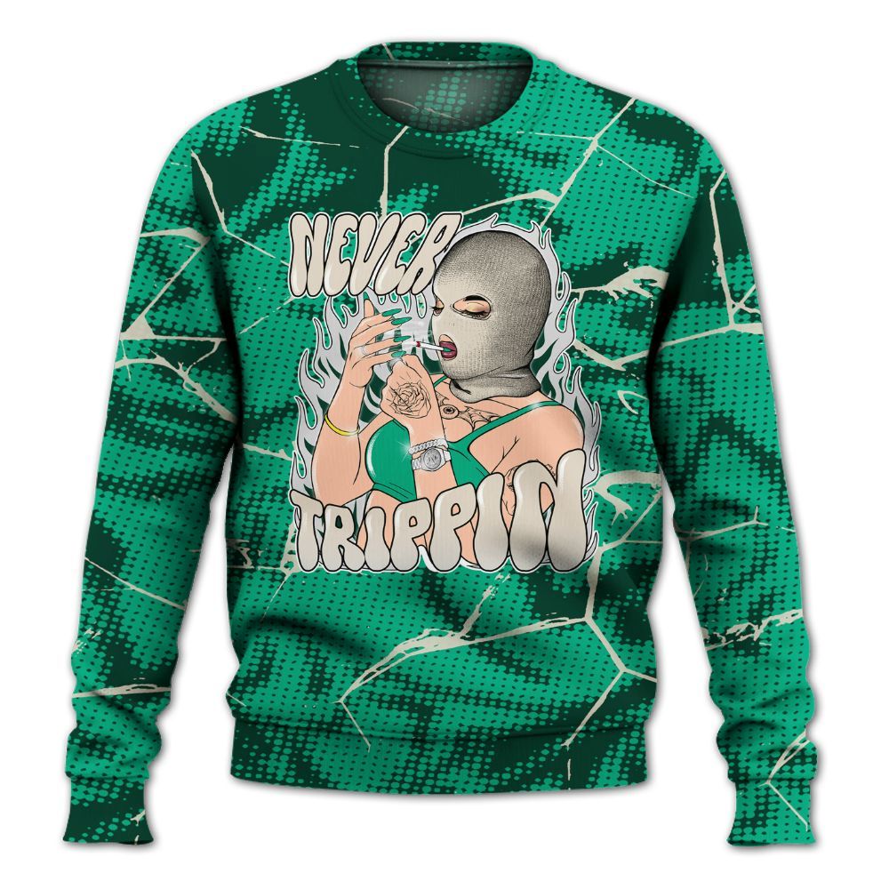 Sweatshirt To Match Oxidized Green 4s - Ne'er Trippin' Unique Crack All Over Print