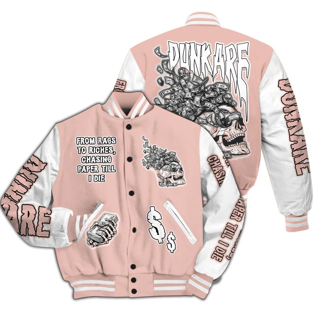 Varsity Jacket To Match Dunk Low Pink Velvet - From Rags To Riches All Over Print