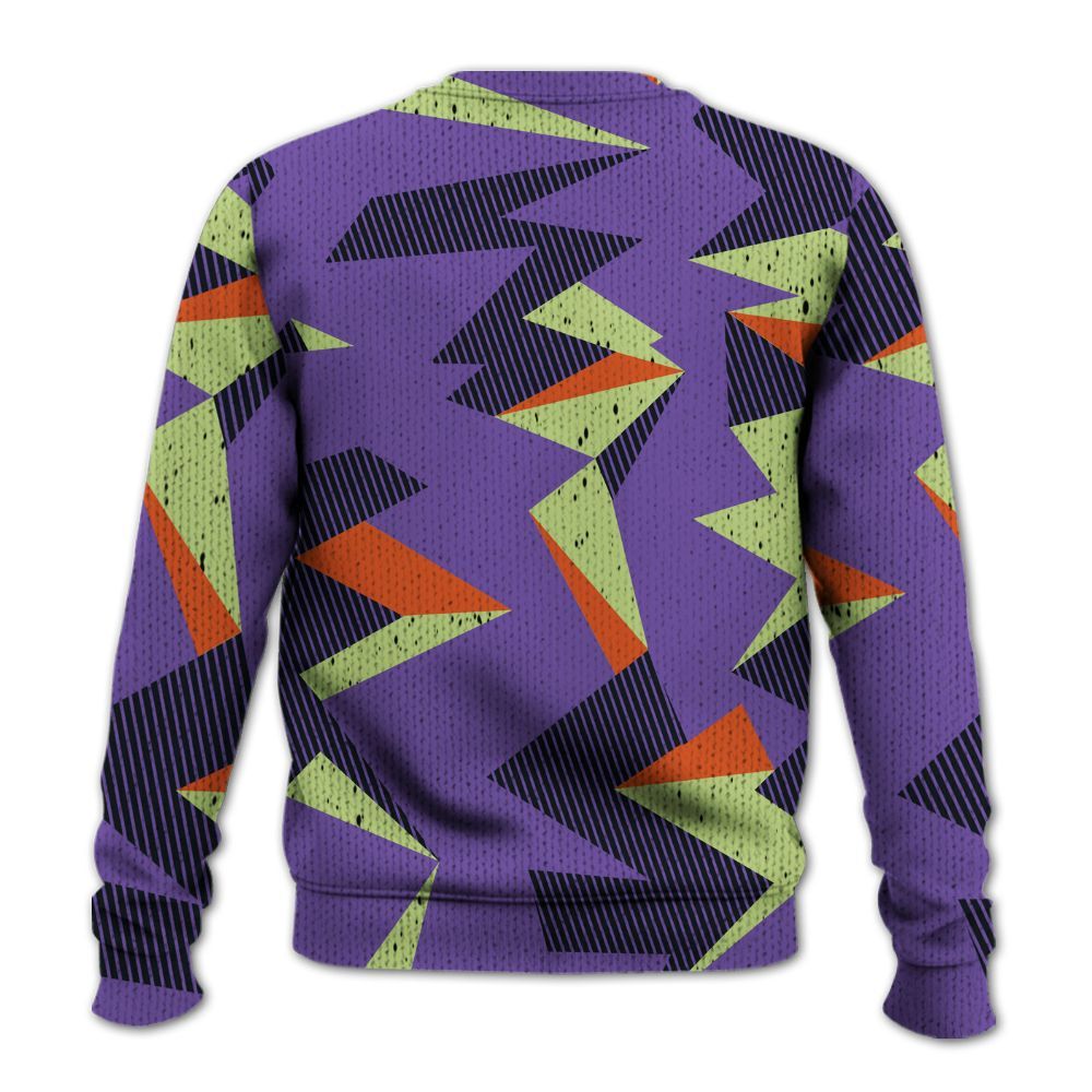 Knitted Sweater To Match Canyon Purple 4s - Geometric Camouflage Pattern