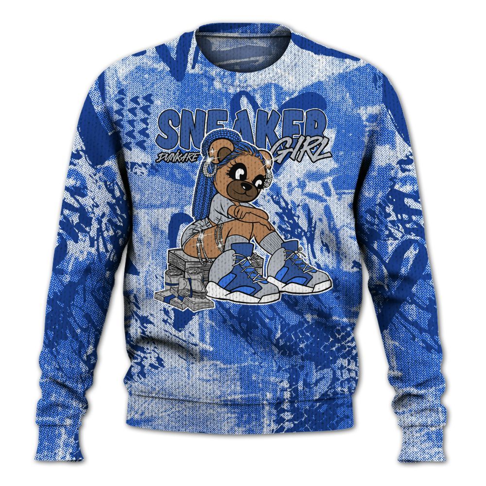 Knitted Sweater To Match Air Foamposite One Royal - Sneaker Girl Bear Heart Grunge