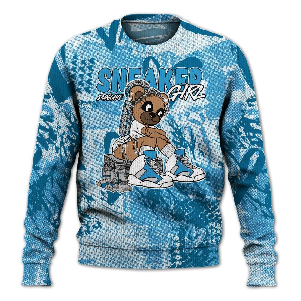Knitted Sweater To Match Powder Blue 9s - Sneaker Girl Bear Heart Grunge