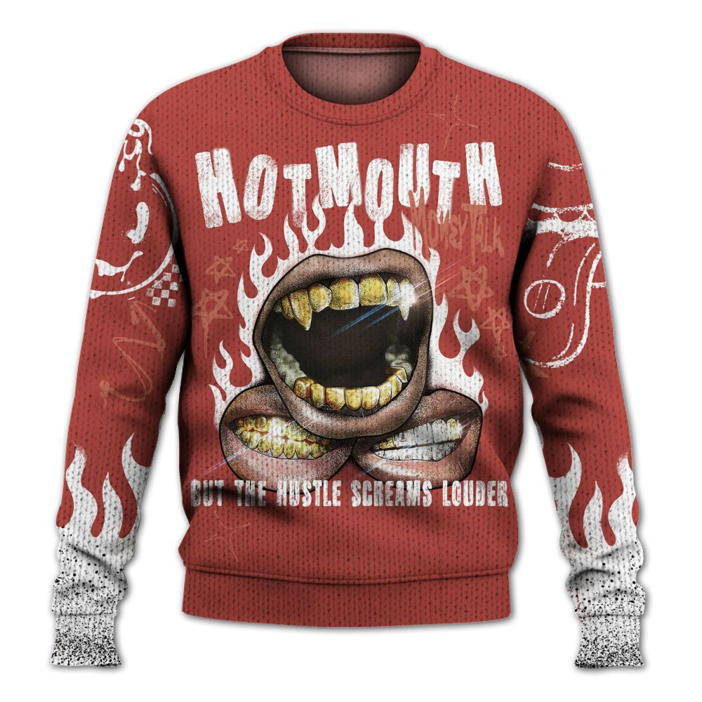 Knitted Sweater To Match Dune Red 13s - Mouth Burning Street Style