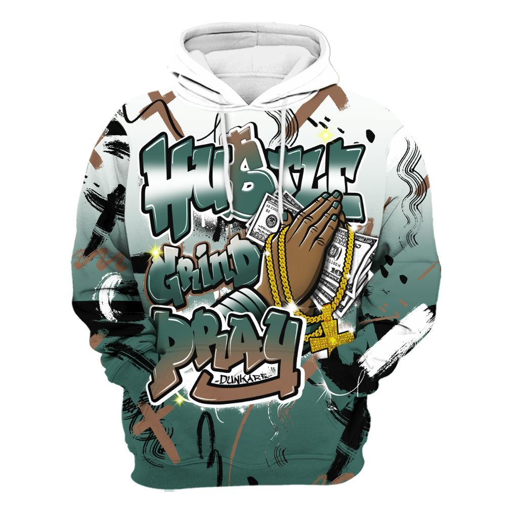 Hoodie To Match Low OG Oxidized Green 1s - Money Hustle Grind Pray All Over Print