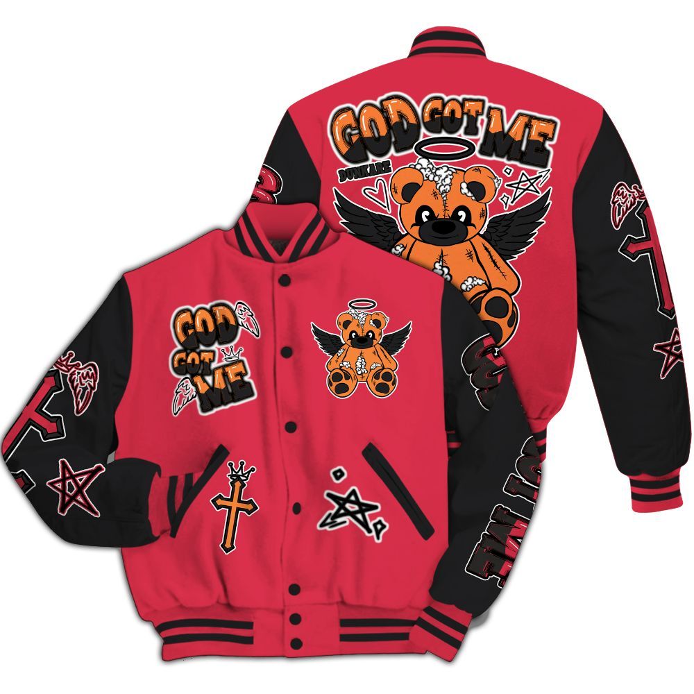 Varsity Jacket To Match Air Max Portal Bright Ceramic - Gods Guides Me Bear All Over Print