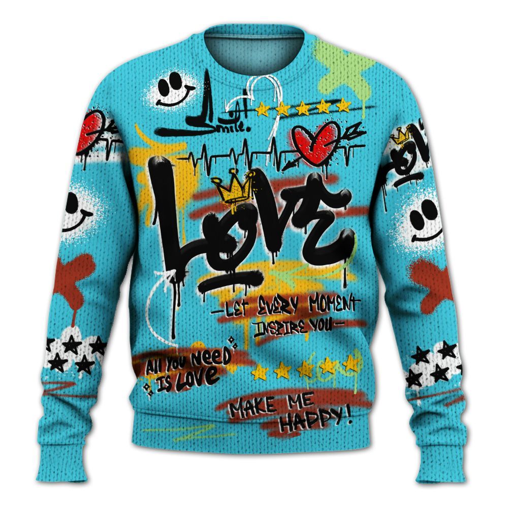 Knitted Sweater To Match SB Dunk Di'Orr Greenwood - Happy Love Beats Graffiti Streetwear