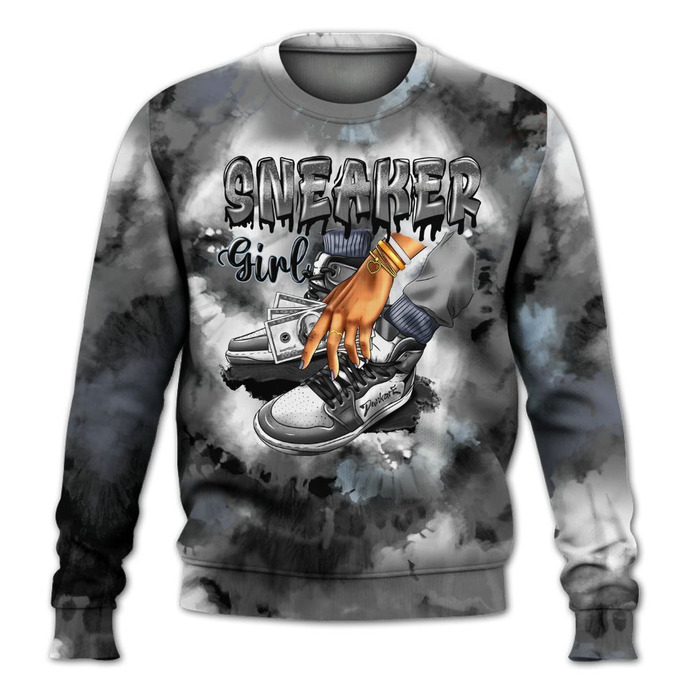 Sweatshirt To Match Cool Grey 6s - SNEAKER Girl Money Drip Tie Dye All Over Print