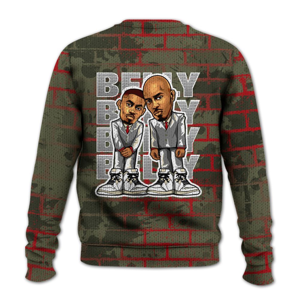 Knitted Sweater To Match Travis Scott Low OG Medium Olive 1s - Belly Sneakers Graphic Halloween