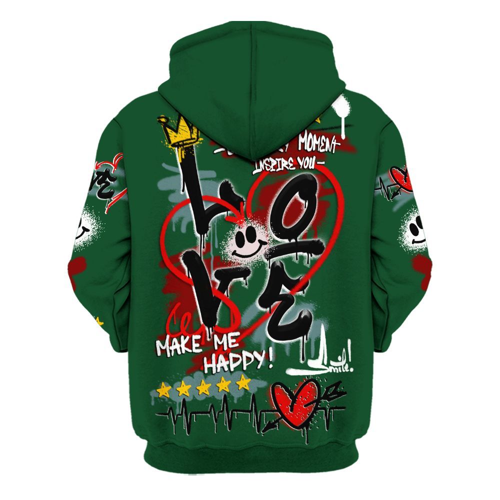 Hoodie To Match Concrete Rose 3s - Happy Love Beats Graffiti Streetwear All Over Print