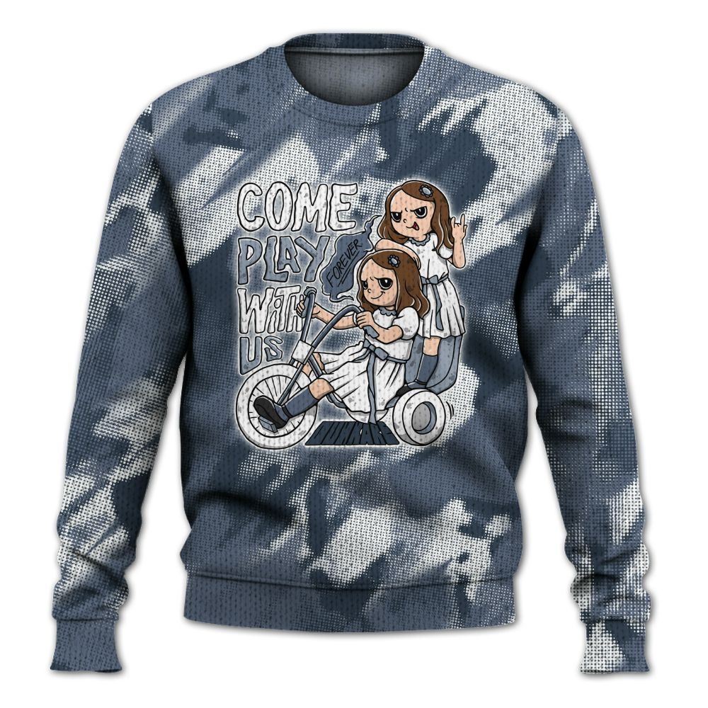 Knitted Sweater To Match Low Diffused Blue 11s - Come Hangout Halloween Abstract Halftone