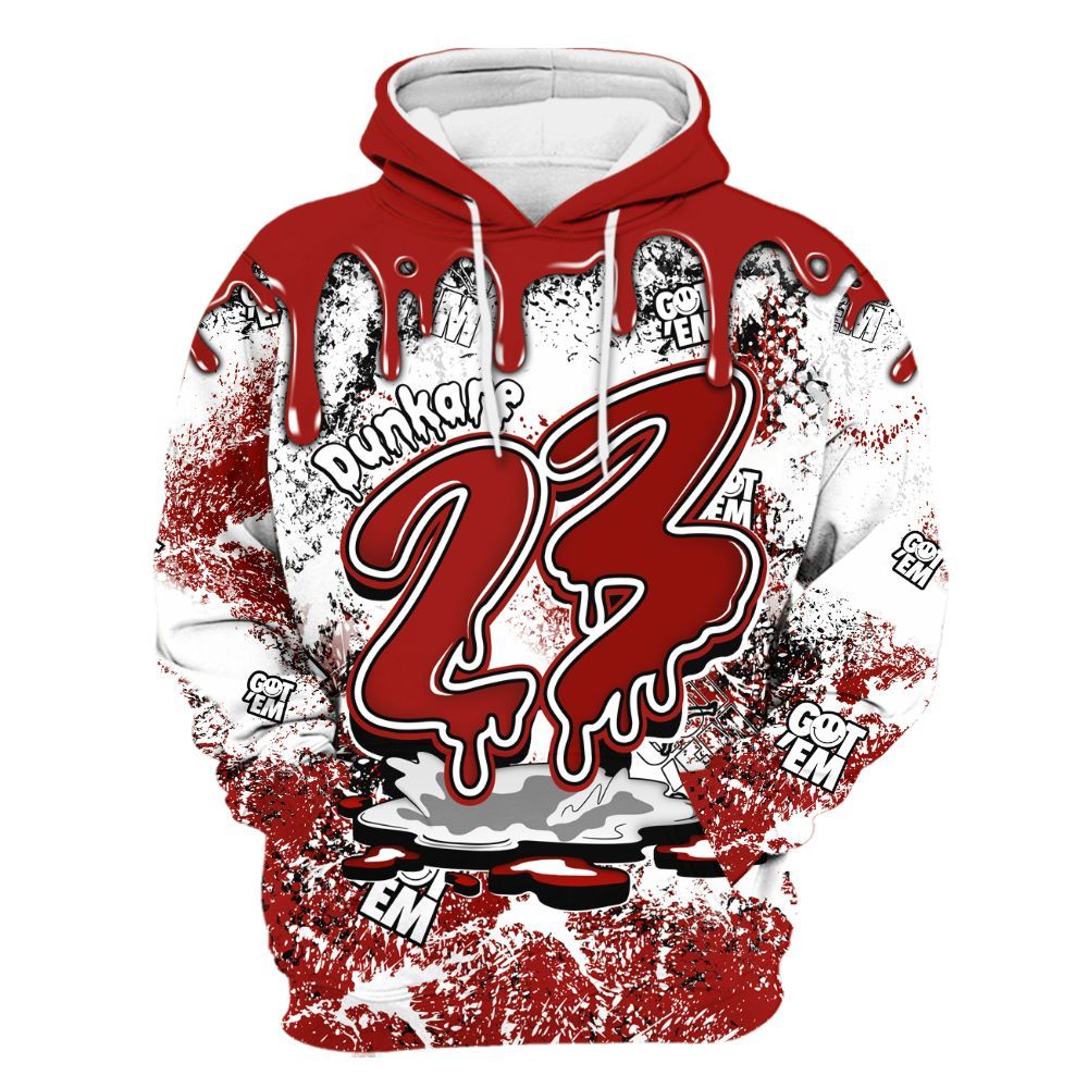 Hoodie To Match High OG Varsity Red 1s - Dripping 23 Drip All Over Print