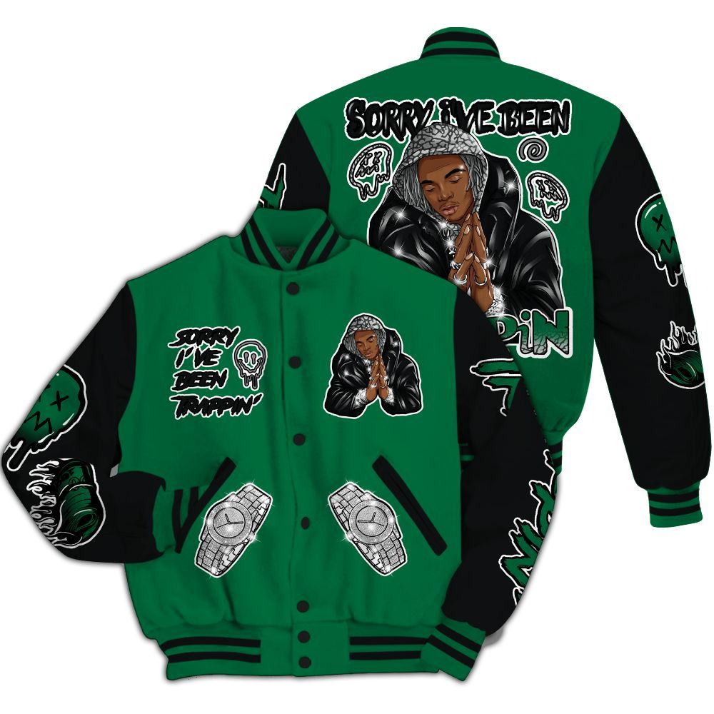 Varsity Jacket To Match Pine Green 3s - Trappin' Unique All Over Print