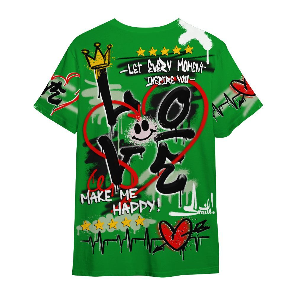 Shirt To Match Green Spark CJ1 T-Rex - Happy Love Beats Graffiti Streetwear All Over Print