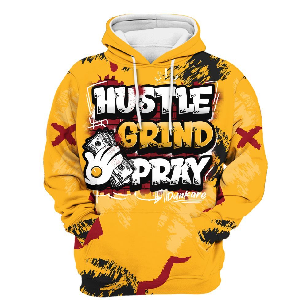 Hoodie To Match White Taxi 12s Shirt, Hustle Grind Pray Graphic Street Style All Over Print