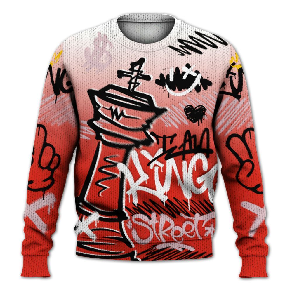 Knitted Sweater To Match Air Force 1 Low GS Valentine's Day - Street King Chess Streetwear