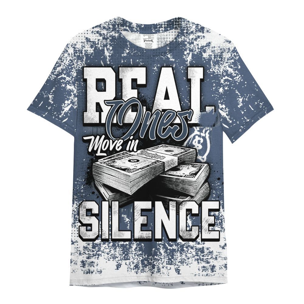 Shirt To Match Low Diffused Blue 11s - Move In Silence Money Street Retro All Over Print