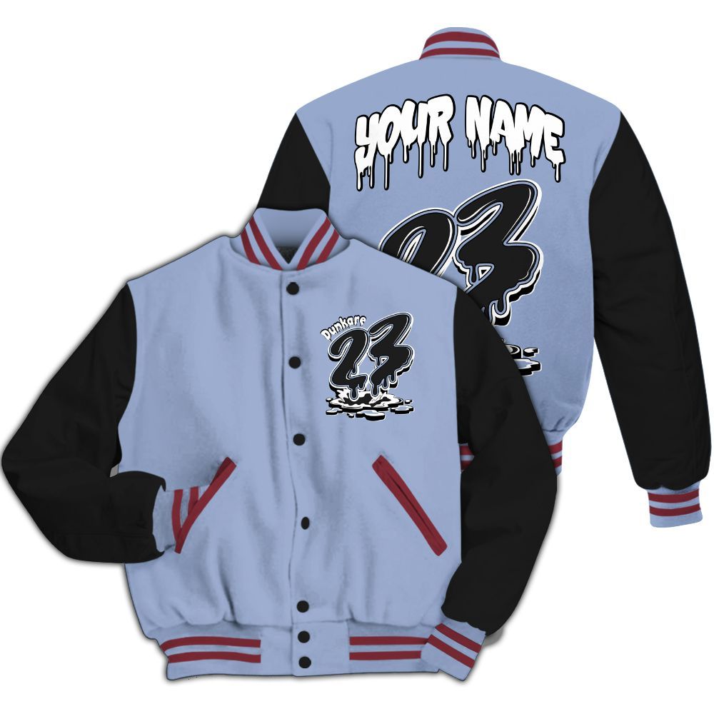 Varsity Jacket To Match Black Metallic 5s - Custom Name 23 Drip All Over Print
