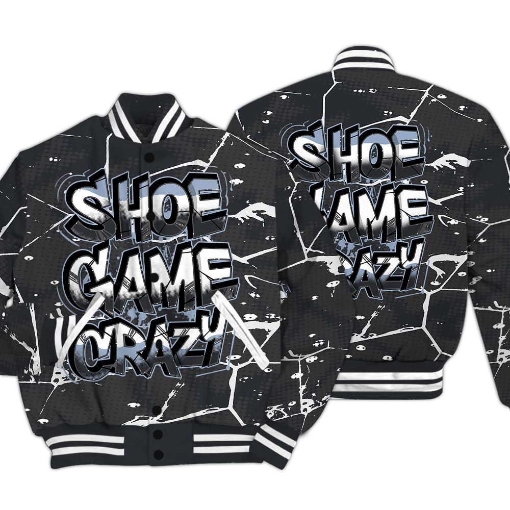 Varsity Jacket To Match Reverse Black White 6s - Shoe Game Crazy White Graphic Crack Varsity Jacket Unisex