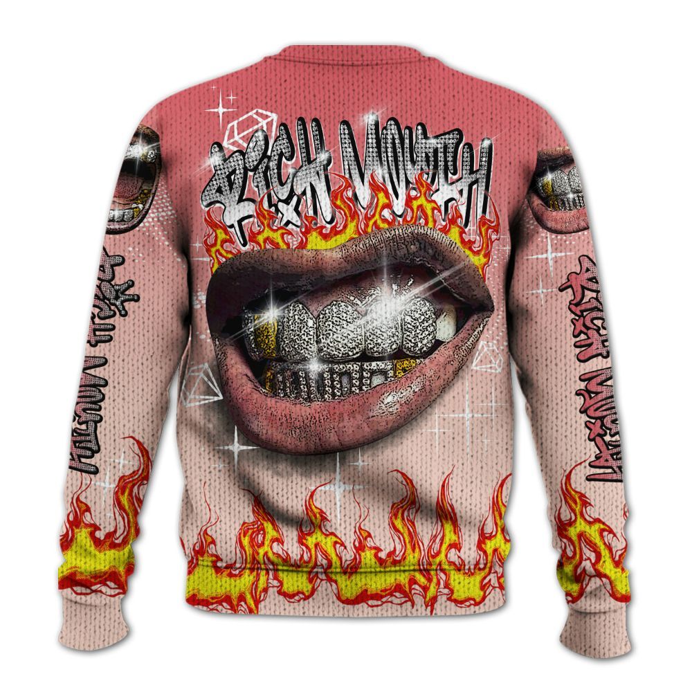 Sweater To Match Washed Coral 2s Shirt, Rich Mouth Fire Rap Retro 90s Graphic