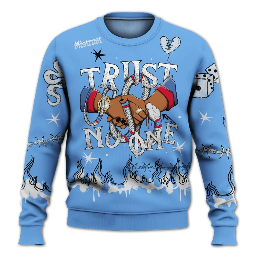 Sweatshirt To Match University Blue 6s - Trust No One Snake-Bite Doodle Crayon All Over Print