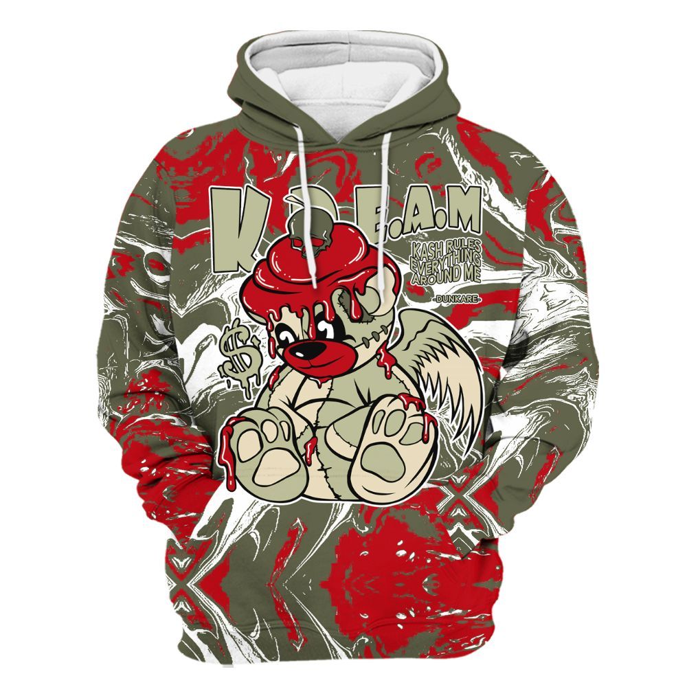Hoodie To Match Low OG Medium Olive 1s - Loot Bear Liquid All Over Print