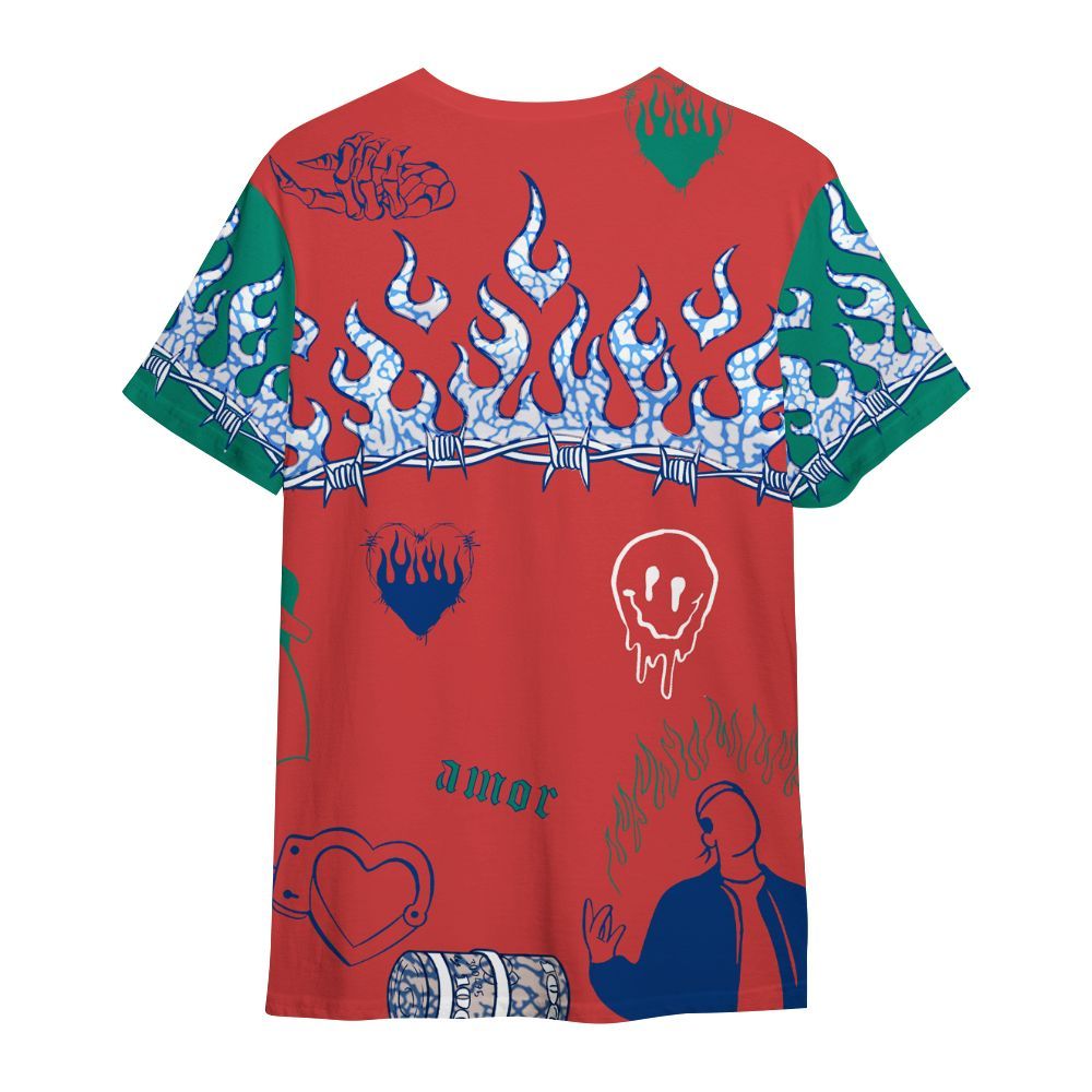 Shirt To Match Retro Chalk & Track Red 3s - Snake Trust No One All Over Print