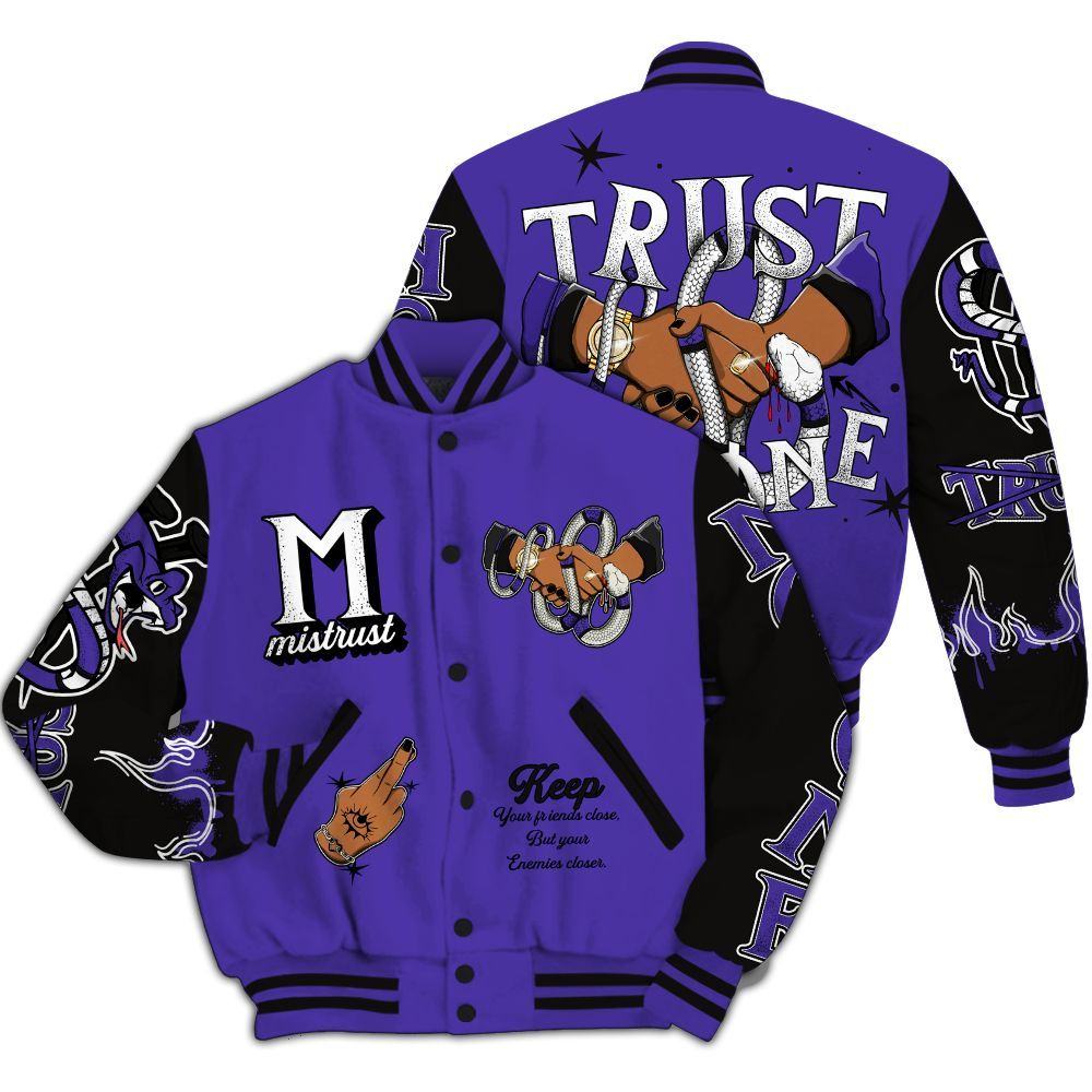 Varsity Jacket To Match Field Purple 12s - Trust No One Snake-Bite Street Style All Over Print