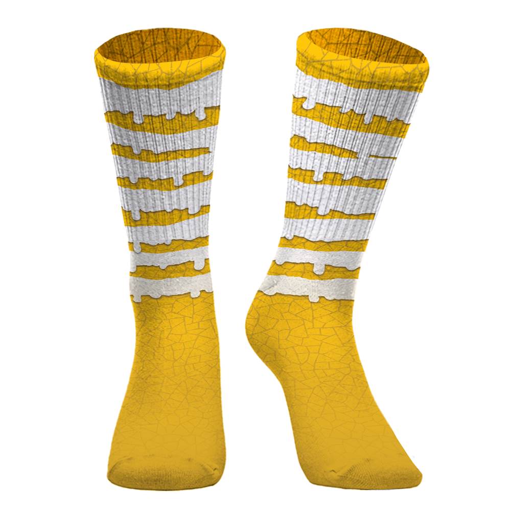 Sock To Match Vivid Sulfur 4s - Dripping Stripe Graphic Unisex