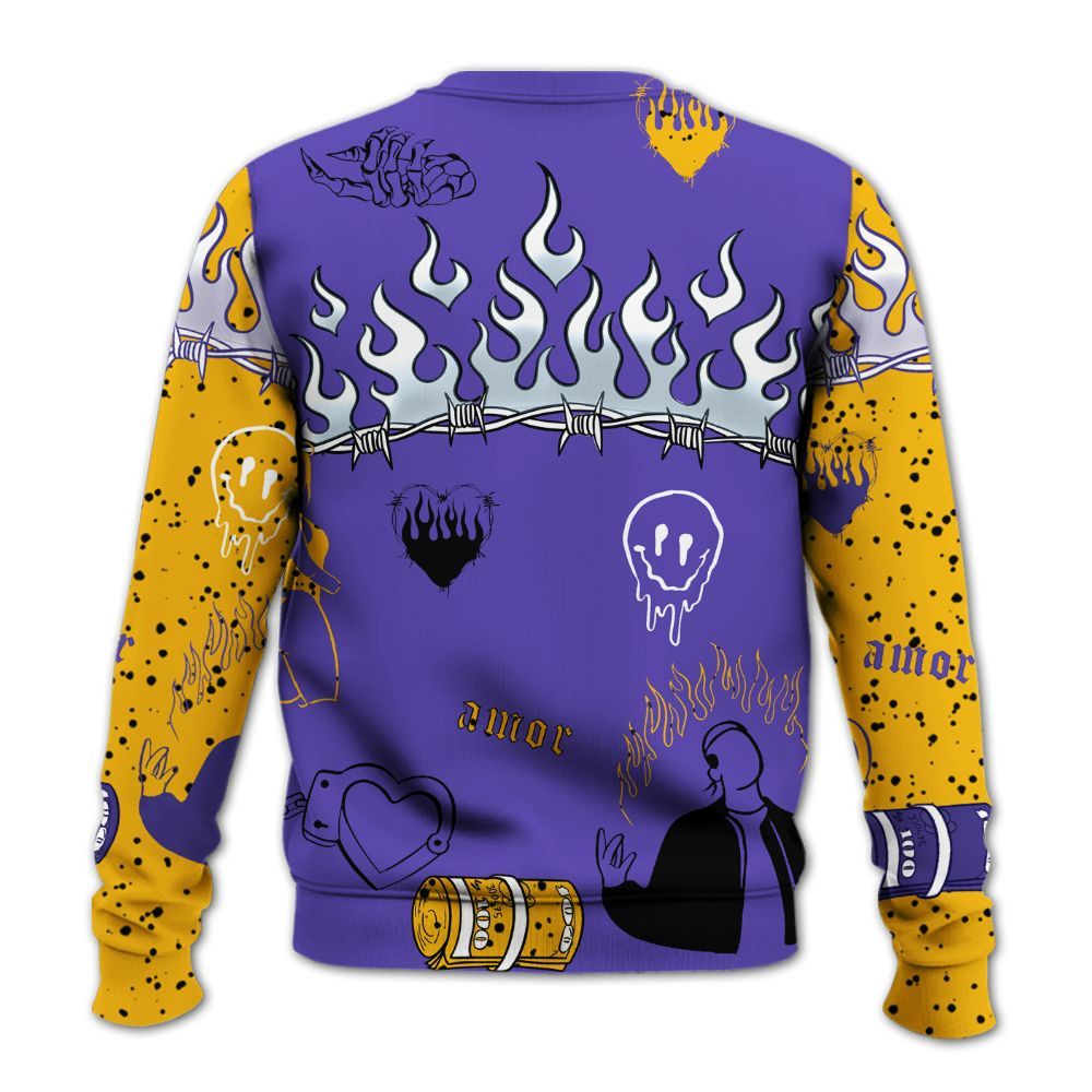 Sweatshirt To Match Imperial Purple 4s - Snake Trust No One All Over Print