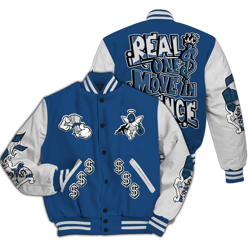 Varsity Jacket To Match High OG Midnight Navy 1s - Ones Move In Silence Graphic All Over Print