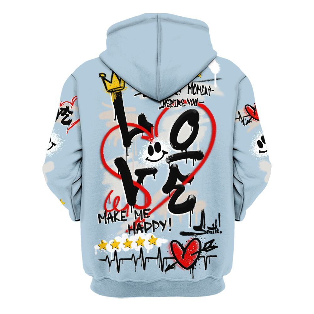 Hoodie To Match High OG Alaska 1s - Happy Love Beats Graffiti Streetwear All Over Print