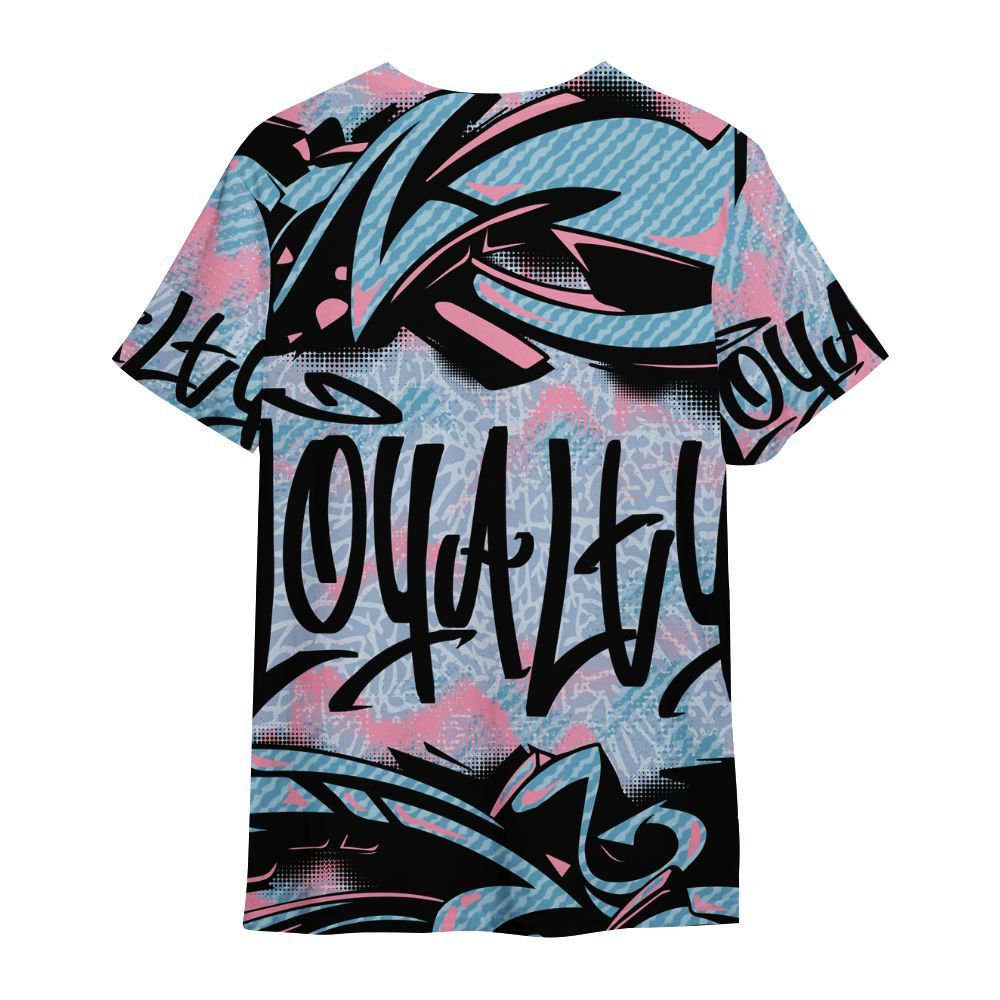Shirt To Match Denim Pink Glow 3s - Loyalty Out Value Graffiti All Over Print