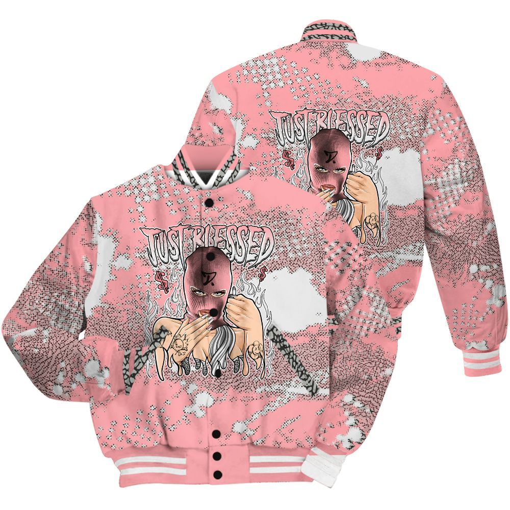 Varsity Jacket To Match Retro Wings 3s Shirt - Blessed!! Smoke Dot All Over Print