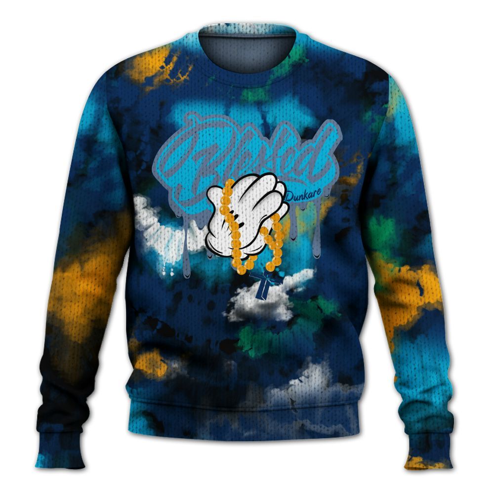 Knitted Sweater To Match Dunk Low GS Electric Algae - God Blessed Tie Dye