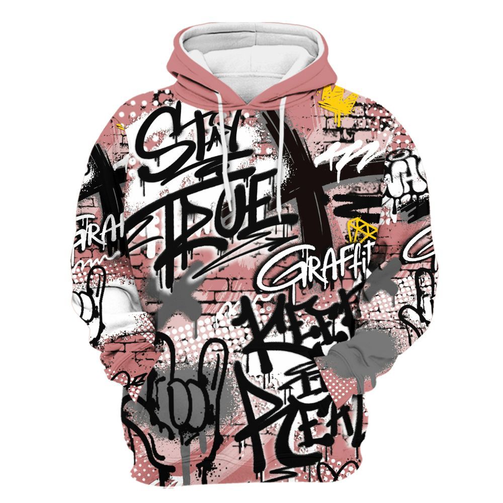 Hoodie To Match Low OG Rust Pink 1s - True It Real Graffiti Streetwear All Over Print
