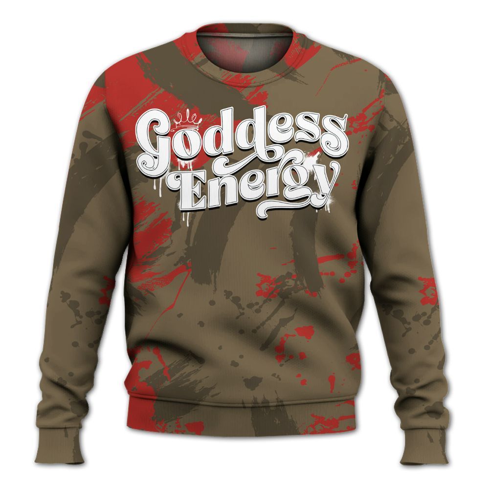 Sweatshirt To Match Olive 9s - Goddess Energy Retro All Over Print