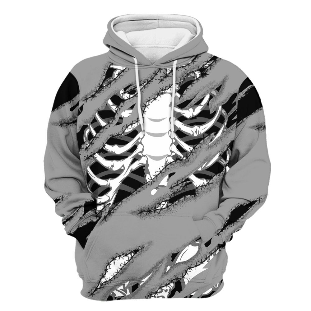 Hoodie To Match Black Wolf Grey 12s - GOT 'EM Skeleton Scratch All Over Print