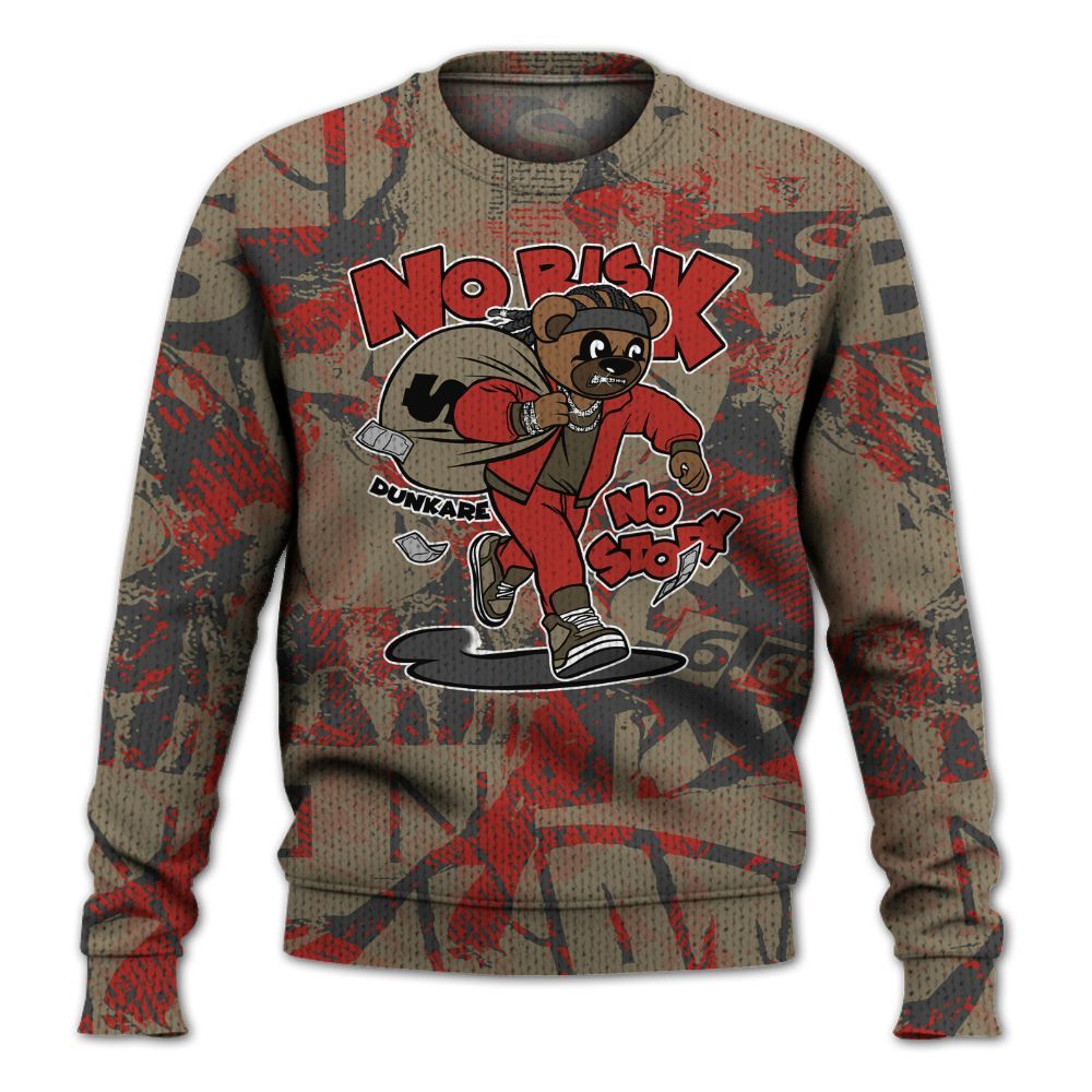 Knitted Sweater To Match Olive 9s - Certain Bear Abstract Graffiti