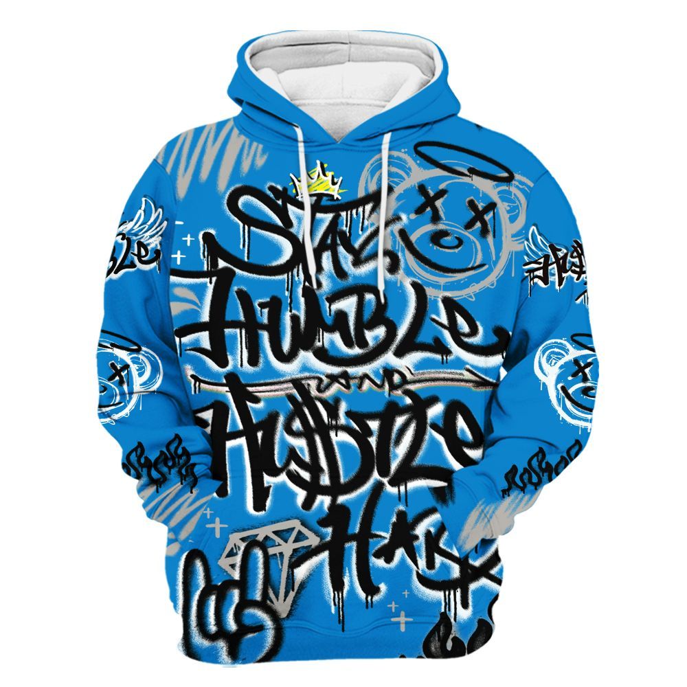 Hoodie To Match Industrial Blue 4s - Humble Drip Streetwear Graffity All Over Print