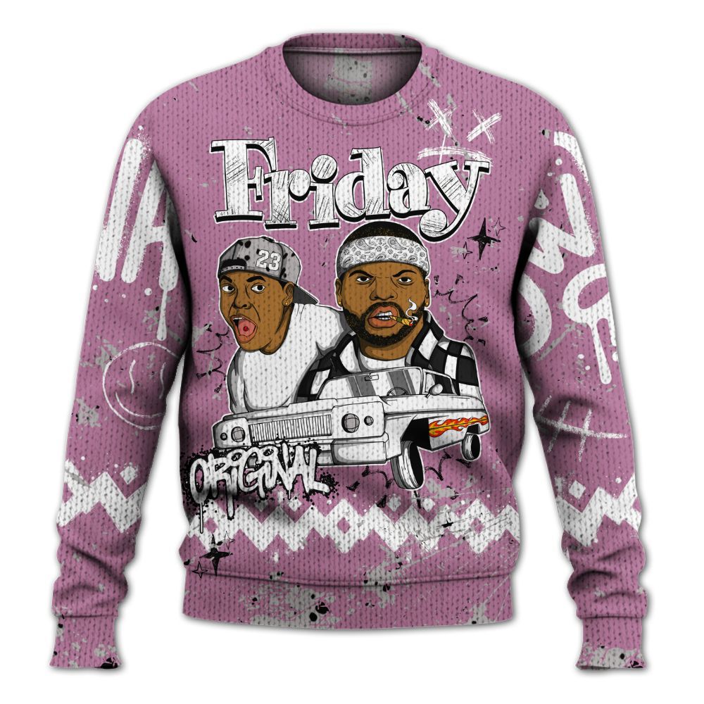 Knitted Sweater To Match Neutral Grey Black White Orchid 4s - Friday Sneaker Crayon