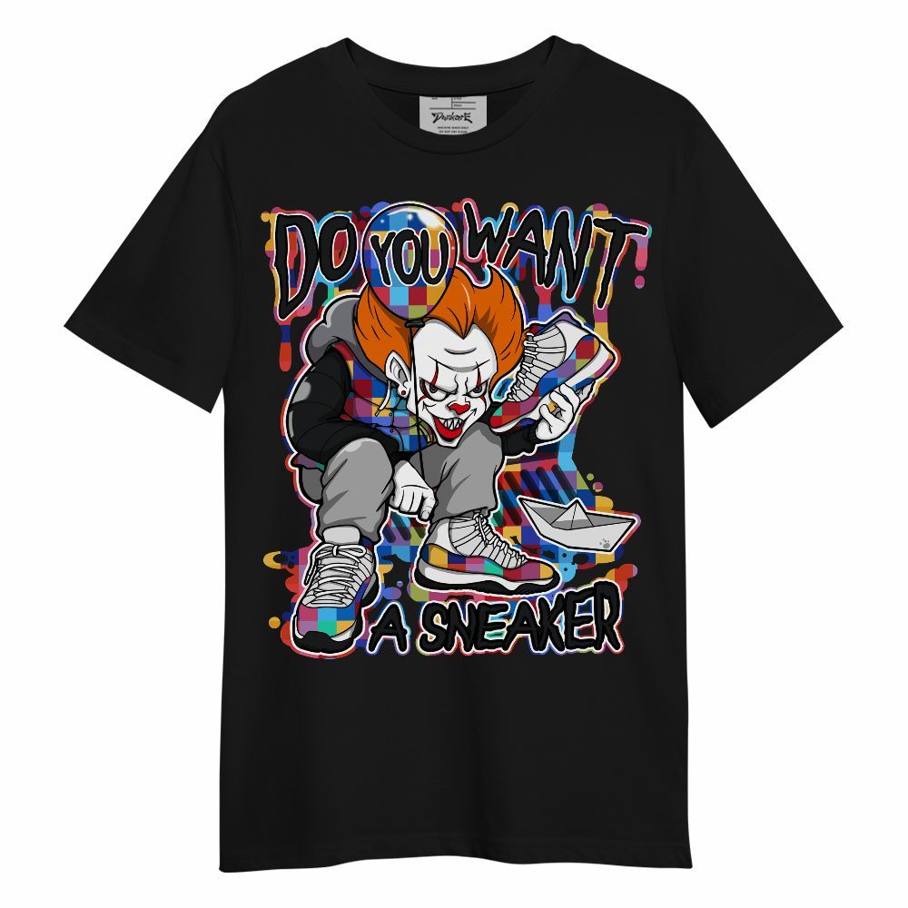 Shirt To Match Air Rainbow Weave - Clown Scary Sneakers Halloween Graphic Unisex Shirt