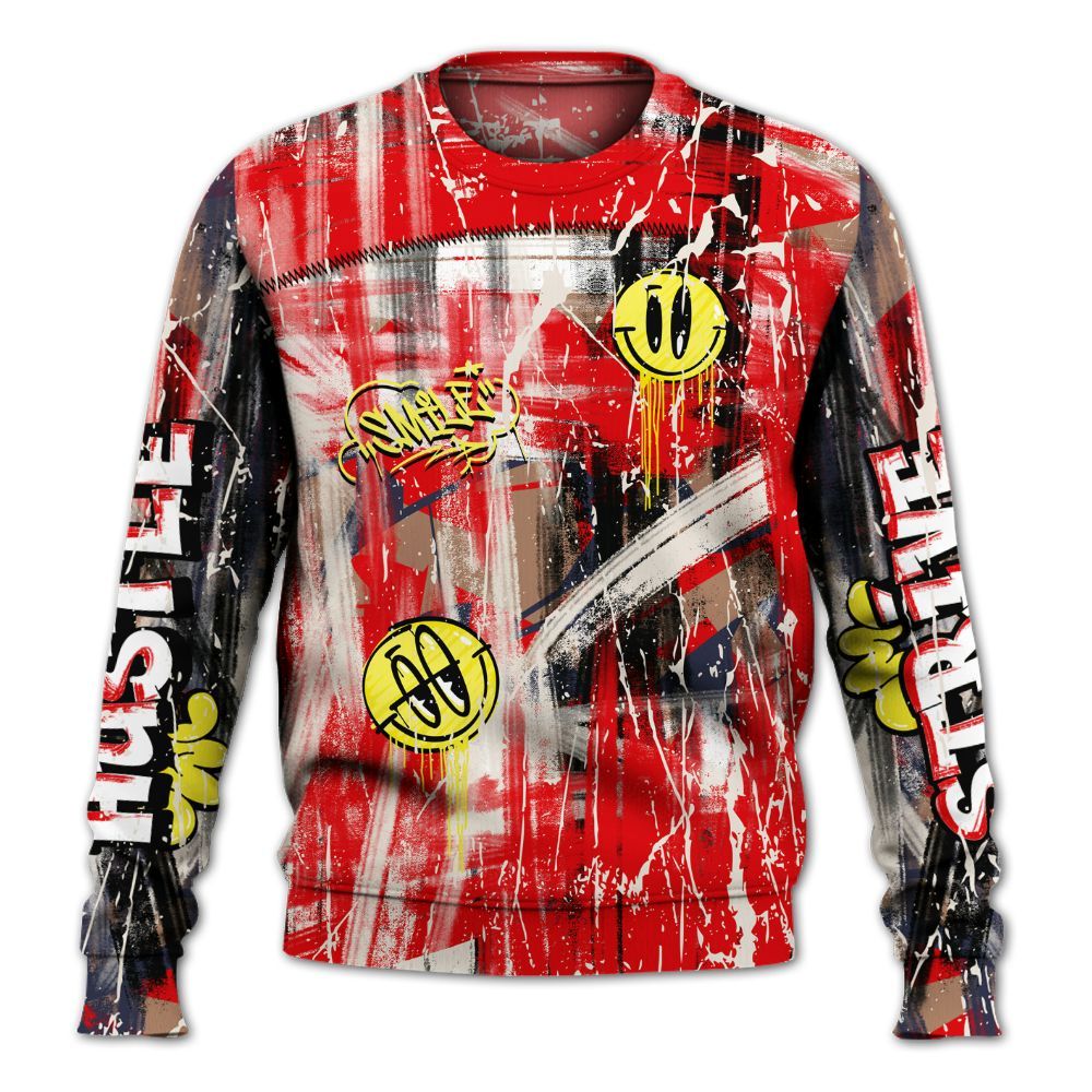 Sweatshirt To Match Low OG Howard University 1s - Money Skull Smile Fire All Over Print