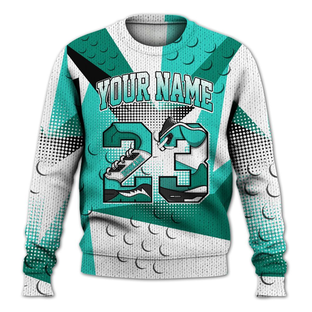 Knitted Sweater To Match Dunk Low Clear Jade - Poly Custom Name Number 23 5s