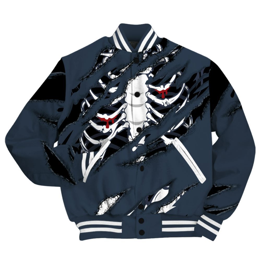 Varsity Jacket To Match Retro Olympic 6s Shirt, GOT 'EM Skeleton Scratch All Over Print